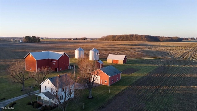 bird's eye view with a rural view