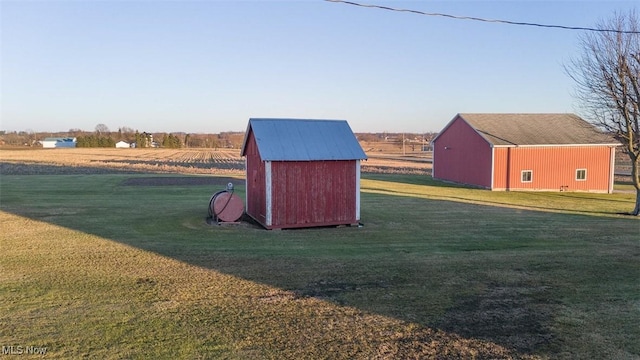 view of shed featuring a rural view