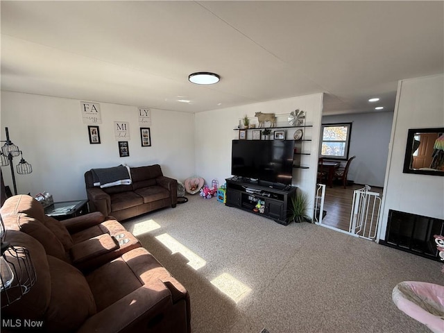 view of carpeted living area