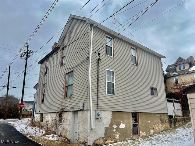 view of snowy exterior