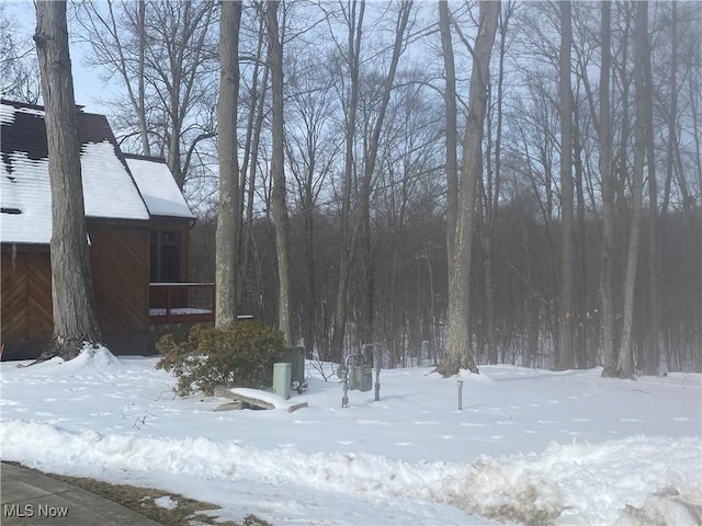 view of yard covered in snow