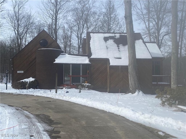 view of snow covered exterior