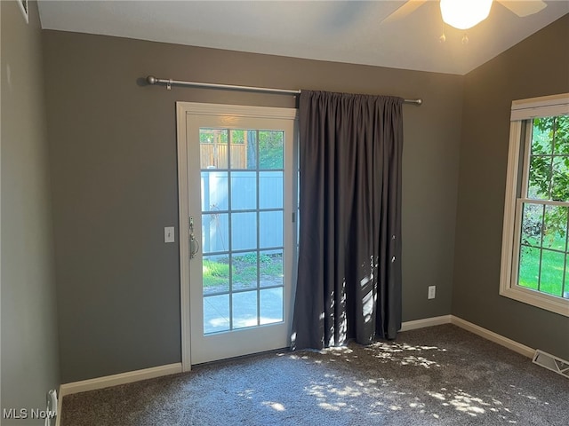 entryway with baseboards, visible vents, and a healthy amount of sunlight