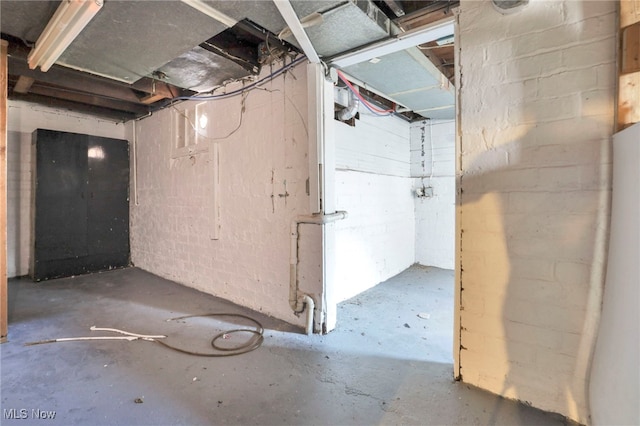 view of unfinished basement