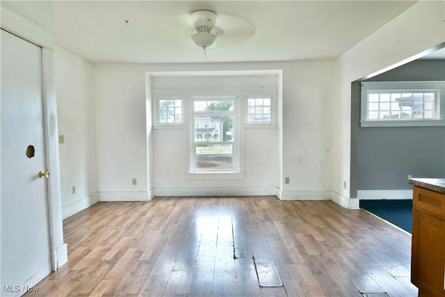 interior space with baseboards and wood finished floors