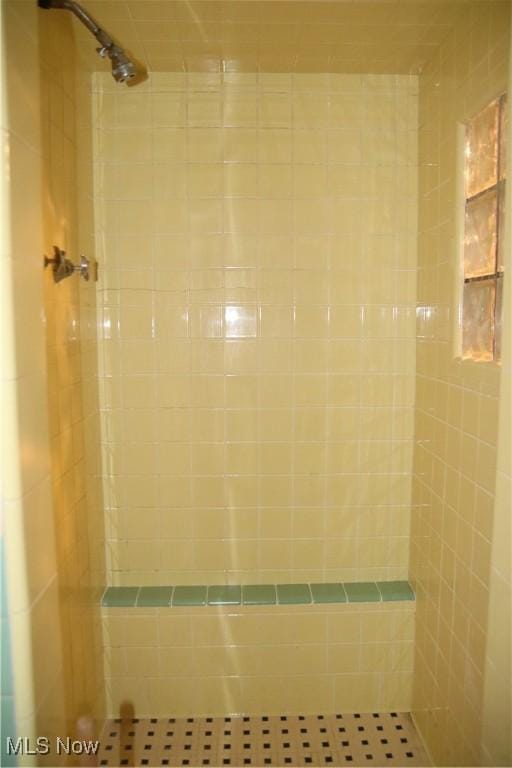 bathroom featuring a tile shower