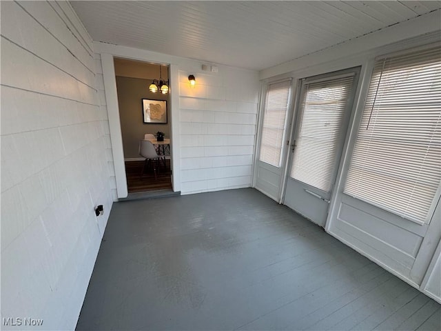 view of unfurnished sunroom