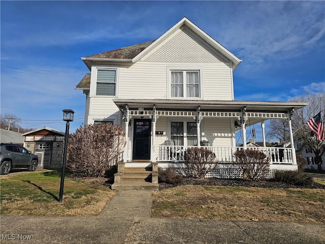 view of front facade featuring covered porch