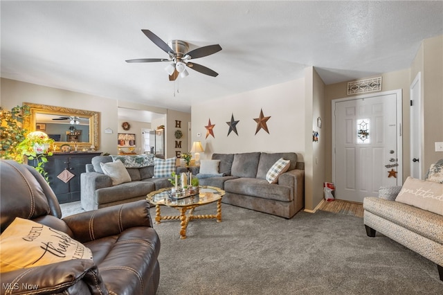 28628 Aspen Dr, North Olmsted, OH 44070 - living room featuring ceiling fan and carpet