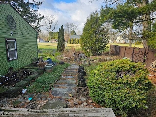 view of yard featuring fence