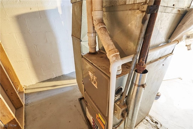 interior details with concrete block wall and concrete flooring