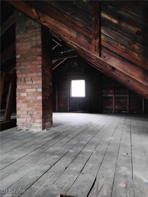 view of unfinished attic