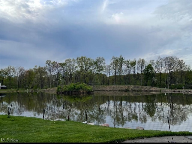 water view with a wooded view