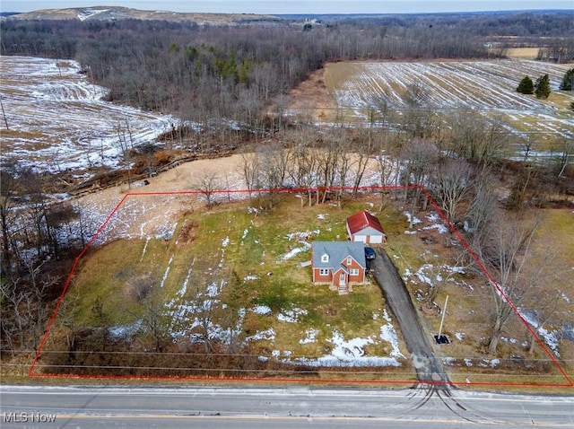 bird's eye view featuring a rural view