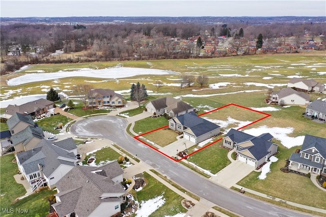 bird's eye view with a residential view