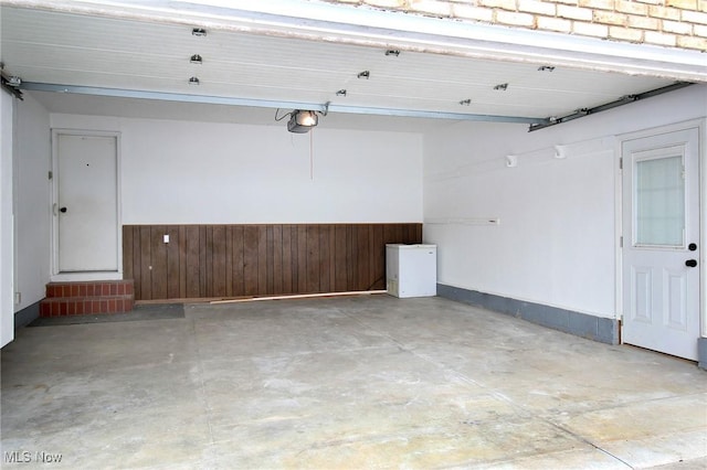 garage with a garage door opener