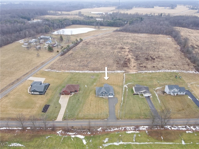 bird's eye view featuring a rural view