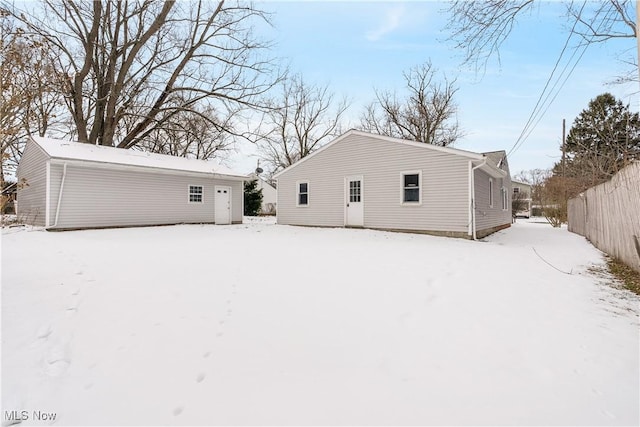 view of snow covered property