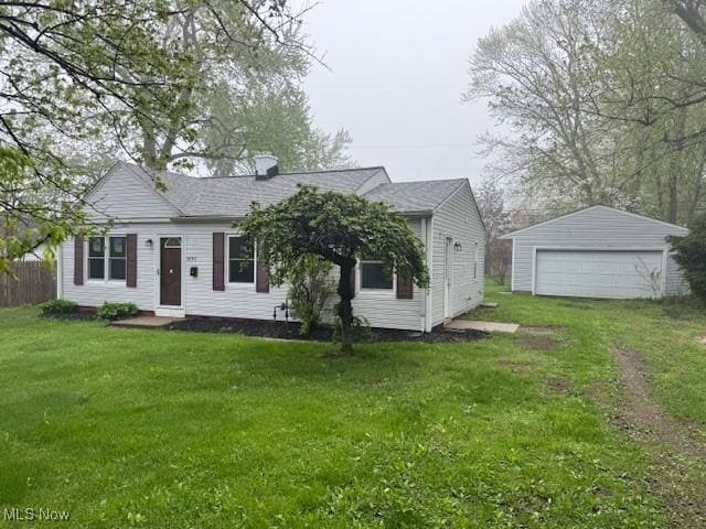 1893 Benjamin Rd, Madison, OH 44057 - single story home featuring a detached garage, an outdoor structure, and a front lawn