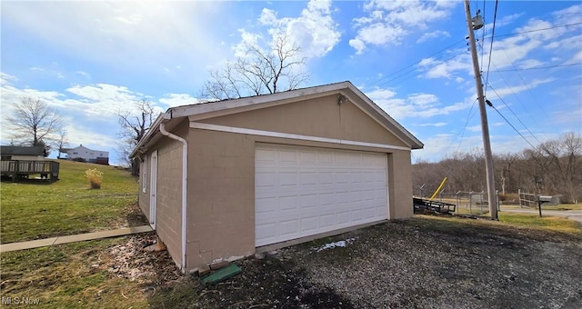 view of detached garage