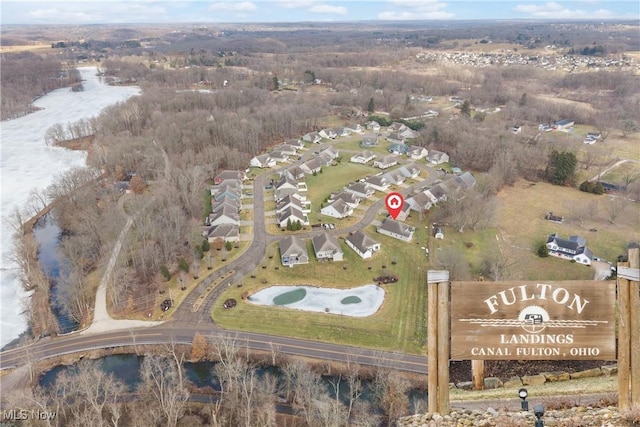 aerial view with a residential view