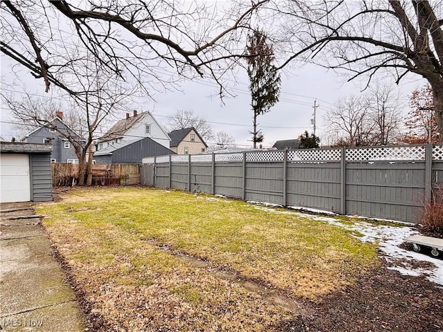 view of yard featuring a fenced backyard