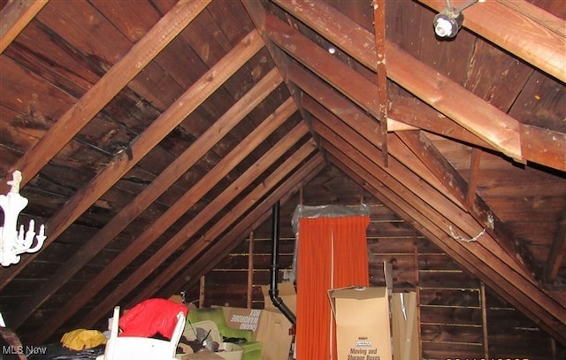 view of unfinished attic