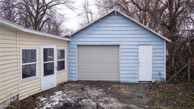 view of garage