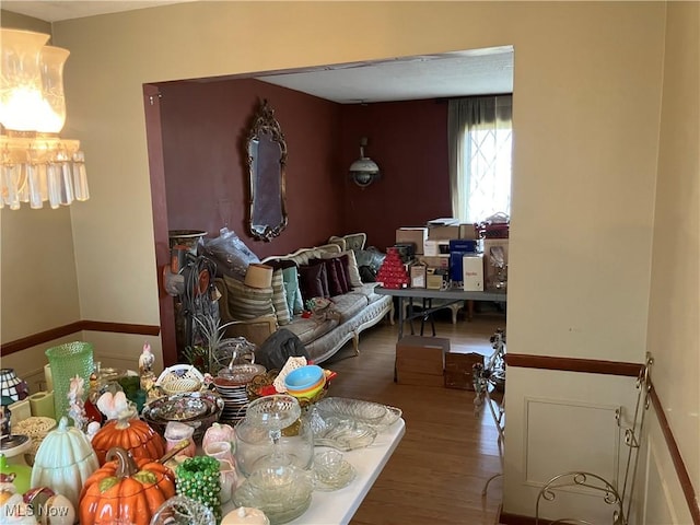 living area with wood finished floors