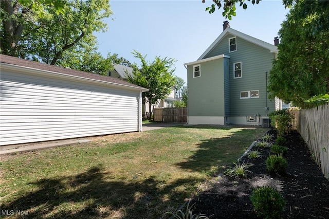 view of yard featuring a fenced backyard and cooling unit