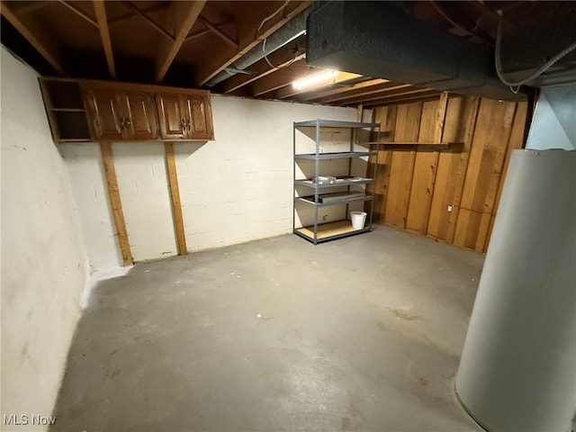 view of unfinished basement