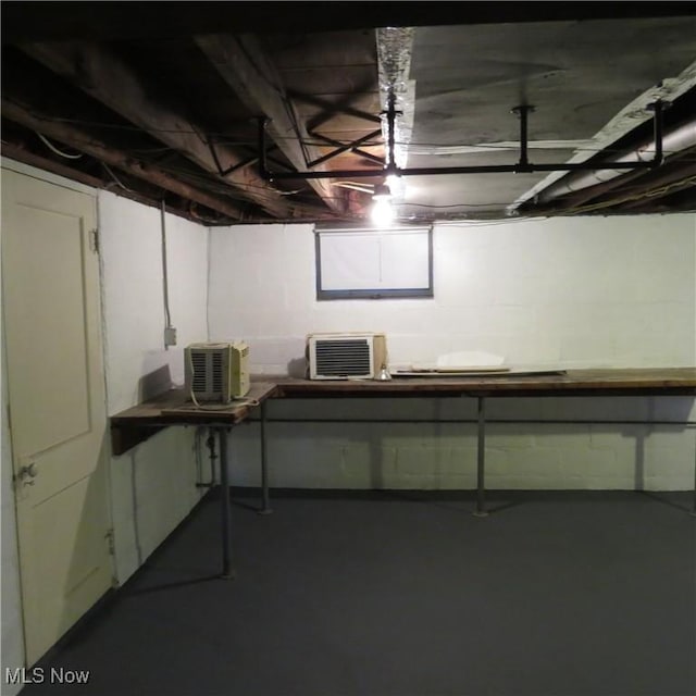 view of unfinished basement