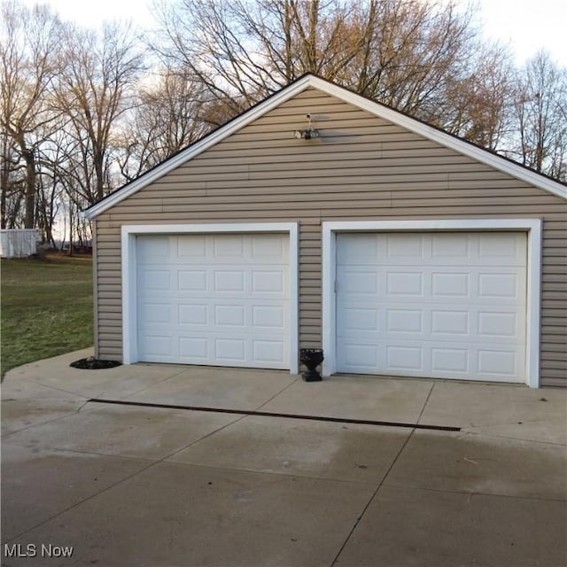 view of detached garage