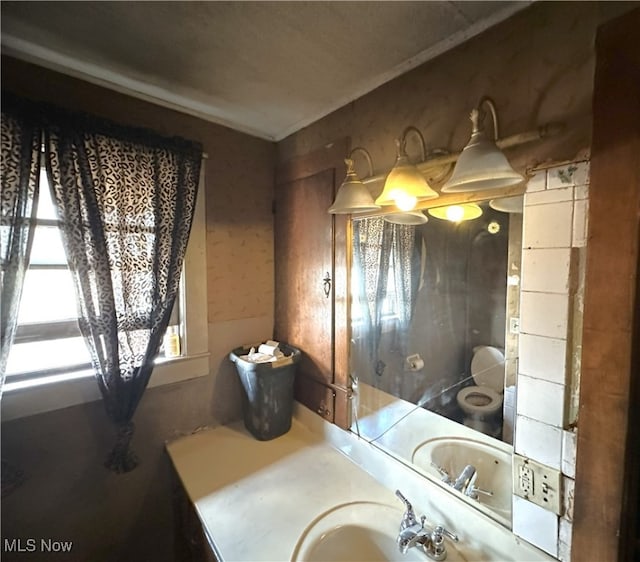 bathroom featuring vanity and toilet