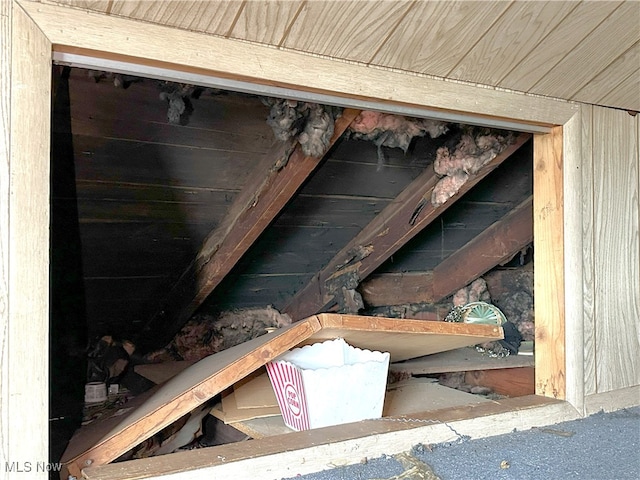 view of unfinished attic