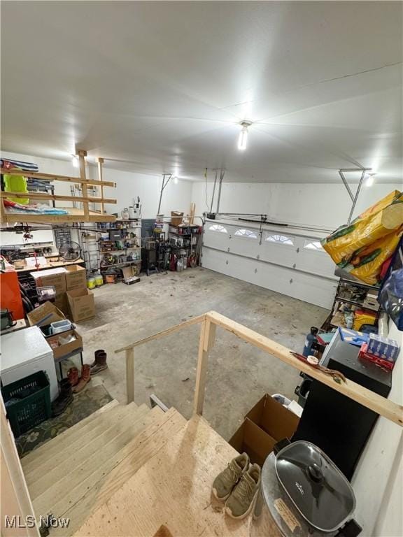 garage featuring a workshop area