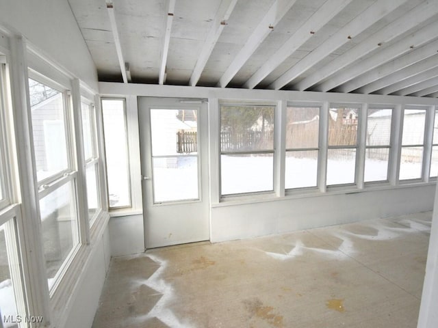 view of unfurnished sunroom