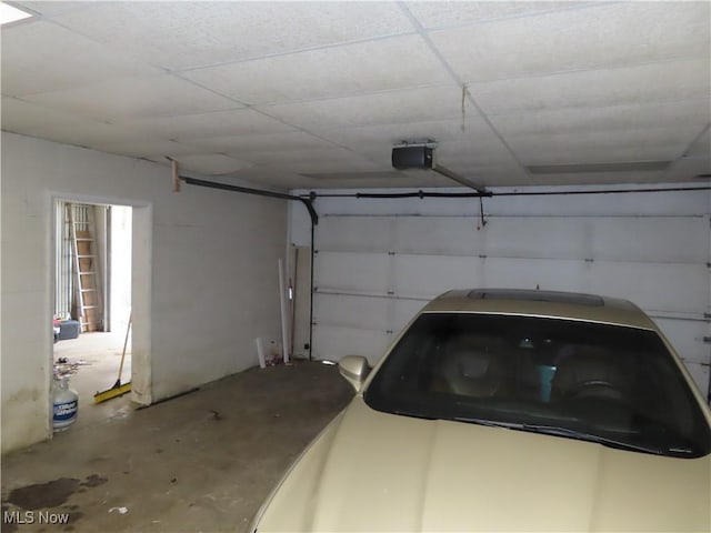 garage with a garage door opener