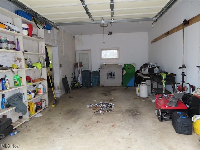 garage with a garage door opener