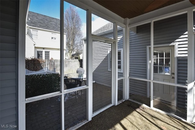 view of unfurnished sunroom