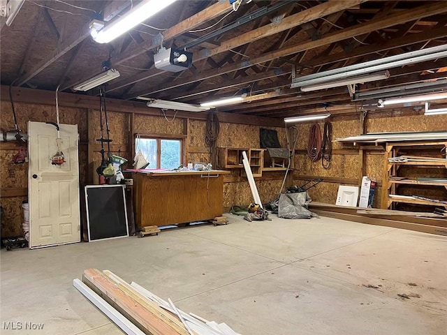 garage with a garage door opener