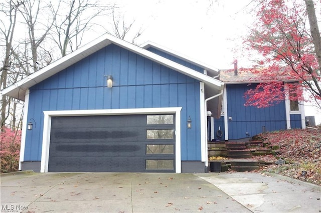 exterior space featuring a garage