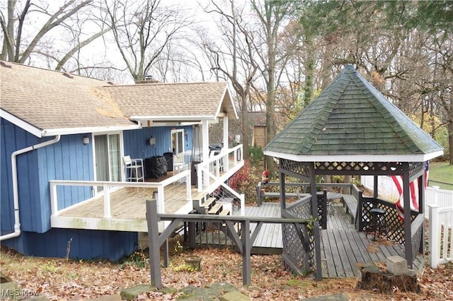 deck featuring a gazebo