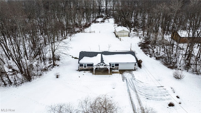 view of snowy aerial view