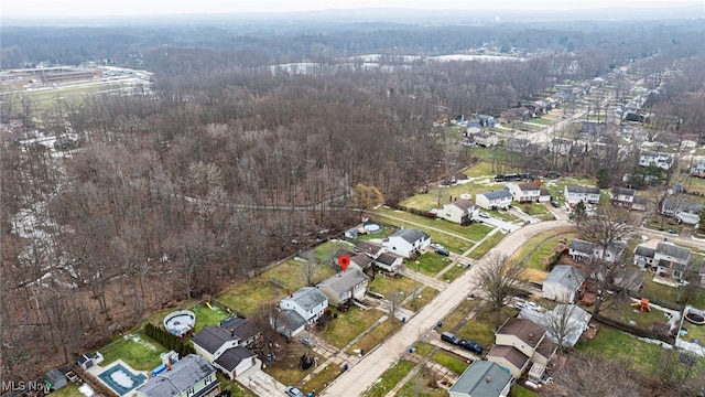 drone / aerial view with a forest view