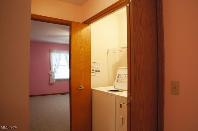 791 Beverly Ave, Canal Fulton, OH 44614 - clothes washing area with carpet, laundry area, independent washer and dryer, and baseboards