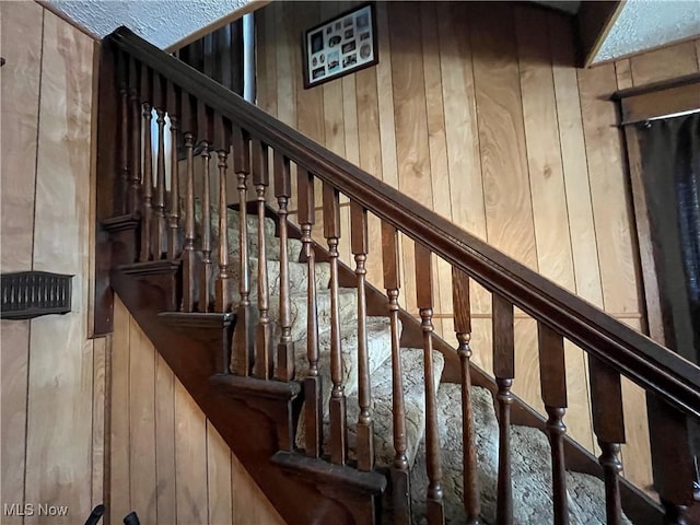 stairs with wooden walls