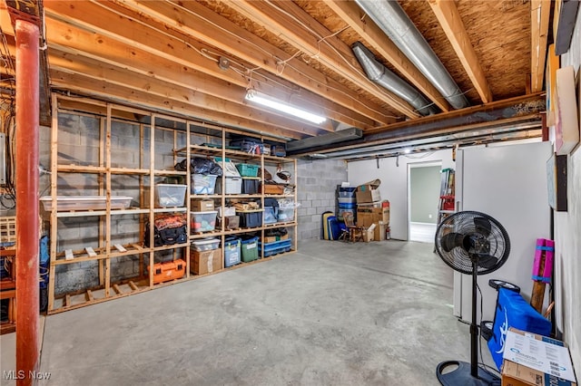 view of unfinished basement