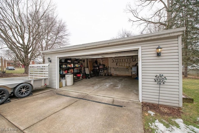 view of detached garage