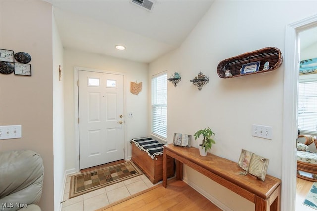 entrance foyer featuring recessed lighting and visible vents